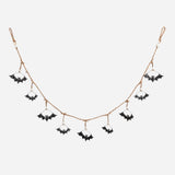 Black Metal Halloween Bats on Jute String 66" Long Halloween Garland