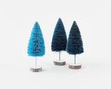11" Tall Asst Blue Hue Sisal  Bottle Brush Christmas Tree Set of 3