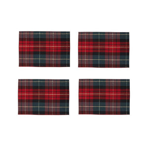 Regal Red Green Tartan Plaid Check Christmas Placemat Set of 4