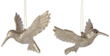 Gold Glitter Glitz Covered Hummingbird Bird Christmas Ornament Set of 2