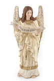 Peace ON Earth Angel Paper Mache Ivory Antiqued Gold Christmas Tree Topper 12" Tall