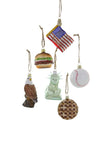 Cody Foster Mini American Icon Flag Eagle Cheeseburger Baseball Pie Ornament Set of 6