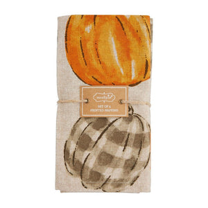 Watercolor Fall Orange Grey Pumpkin 18" Cotton Cloth Napkins