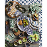 Mud Pie Home Indigo Blue Scrolling Pattern Wood Spoon and Cooking Rest Set