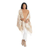 Womens Reversible Fringed Blanket Scarf Wrap With Arm Openings