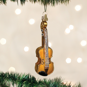 Old World Christmas Sheet Music and Gold Violin Musician Glass Christmas Carol Ornament Set