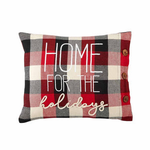 Home for the Holidays Tri Color Buffalo Check Pillow Button Accents