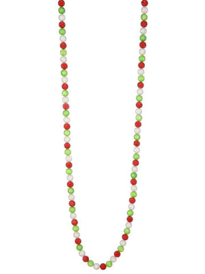 72" Sugared Candy Red Green White Ball Bead Christmas Garland