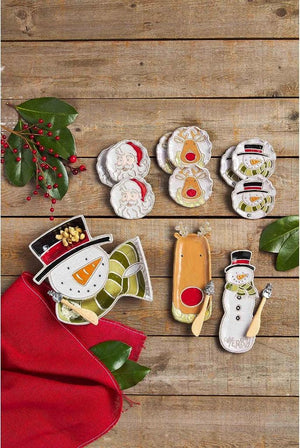 Mud Pie Home Winter Snowman Section Server Christmas Platter Spreader Set