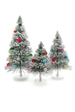Green Multi Balls Snow Forest 8.5-13.25" H Christmas Tree Set of 3