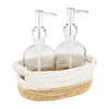 2 Tone Soap Pump Lotion Basket Kitchen Bathroom Set