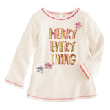 Mud Pie Kids Girls Season to Sparkle Christmas "Merry Everything" Tunic Top