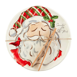Mud Pie Home Santa's Cookie Sweets Plate and Tongs Serving Christmas Plate Set