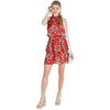 Mud Pie Womens Pacey Sleeveless Flounce Summer Dress Red Floral Print Red