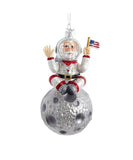 5." Astronaut Santa Sitting on the Moon Glass Christmas Ornament