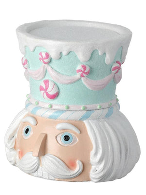 5.5" Pastel Peppermint Candy Nutcracker Soldier Pillar Christmas Candle Holder