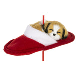 Mid West Brown/White Dog in Slipper 5.25" Wide Christmas Ornament