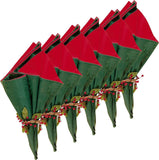 C & F Quilted Products 18" Red Green Reversible Christmas Cloth Napkin-Set of 6