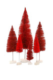 Cody Foster Ombre Hue Christmas Village Bottle Brush Trees Set of 6 Red Colors
