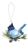 Mid West 3.75" Kissing Krystals Blue Jay Bird on a Branch Christmas Ornament