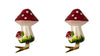 4" Glass Toadstool Mushroom Woodland Glass Clip-On Ornament Set of 2