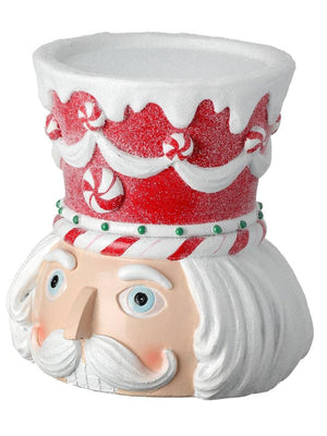 5.5" Red Peppermint Candy Nutcracker Soldier Pillar Christmas Candle Holder
