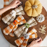Mud Pie Home Orange Buffalo Check Autumn Country 18" Cotton Cloth Thanksgiving Napkins