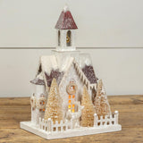 Ragon House Snowy Winter Christmas Village Church with Red Roof Steeple House