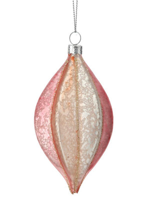 4.5" Pink White Stripe Mercury Glass Finial Christmas Ornament