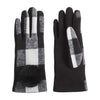 Mud Pie Womens White Black Buffalo Check Womens Winter Gloves with Pouf Accent