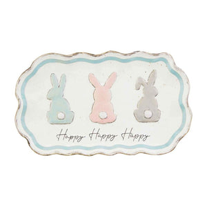 Mud Pie Home Pastel Color Speckled Easter Bunny Trio Serving Platter