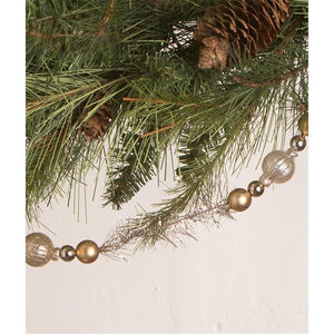 Bethany Lowe Silver Tinsel and Iridescent Gold Bead Christmas Garland