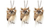 5.5" Soft Plush Brown Furred Hoot Owl Christmas Ornament Set of 3