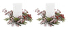 Cedar and Snowy Red Berries Winter Pillar Candle Christmas Ring Set of 2