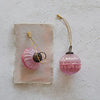 2.5" Round Embossed Baby Pink Milk Glass Christmas Ornament Set of 3