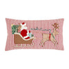 Mud Pie Home MAKE IT MERRY Santa in Sleigh Striped Canvas Pillow 20" x 11"