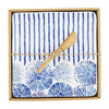 Mud Pie Home Tropical Blue Stripe and Sea Urchin Cheese Plate and Spreader Set