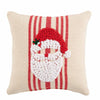 Red Ticking Santa Small Knot Christmas Pillow 8" Square