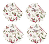 Sprig Christmas Winter Birds Reversible Round Placemat Set of 4