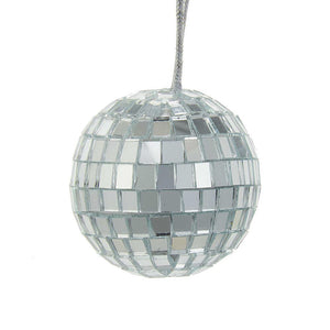Mirror Disco Ball Glass 4" Christmas Retro Ornaments 4 Piece Set