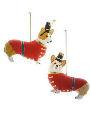Ambassador Christmas Welsh Corgi Dog Band Painted Ornament Set of 2