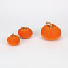 Orange Flocked Pumpkin Figures 2.75"-5" Tall Halloween Fall Set of 3