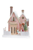 Cody Foster 8.5" Pink Christmas Village Manor House with Deer