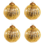 3" Mercury Glass Ball with Ribbed Texture Christmas Ornament Set of 4