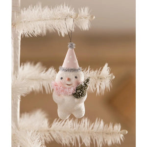 Bethany Lowe Michelle Allen Party in Pink Polka Dot Snowman Christmas Ornament