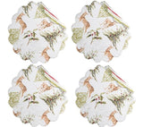 Reindeer Tracks Christmas Print Reversible Round 17" Placemat Set of 4
