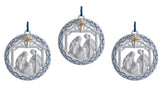 3" Round Bisque Holy Family Nativity Christmas Ornament Set of 3