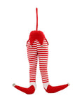 Red Elf Striped Legs Christmas Ornamental Pick 16" Long