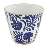 Mud Pie Indigo Floral Collection Small Flower Plant Pot White Navy Blue 4" H