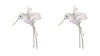 8" White Velvet Glitter Sequin Woodland Hummingbird Ornament Set of 2